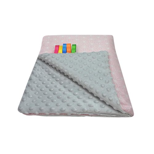 Minky takaró - rózsaszín geometrikus minta