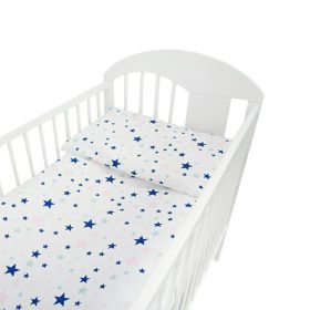 2 részes ágynemű - kék-rózsaszín csillagok