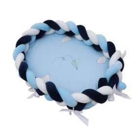 Fonott babafészek - világoskék-sötétkék-fehér